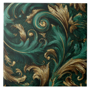 Carreau Luxury Vintage French Baroque Emerald Green Gold