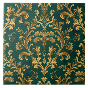 Carreau Luxury Vintage French Baroque Emerald Green Gold