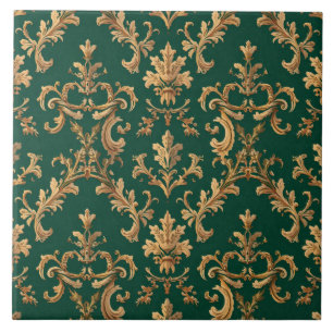 Carreau Luxury Vintage French Baroque Emerald Green Gold