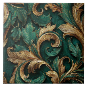 Carreau Luxury Vintage French Baroque Emerald Green Gold