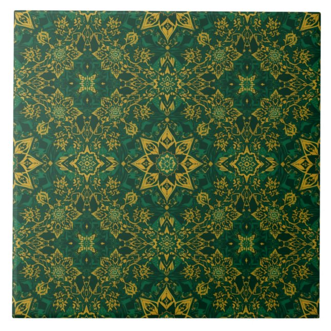 Carreau Luxury Vintage Islamic Geometric Emerald Gold  (Devant)