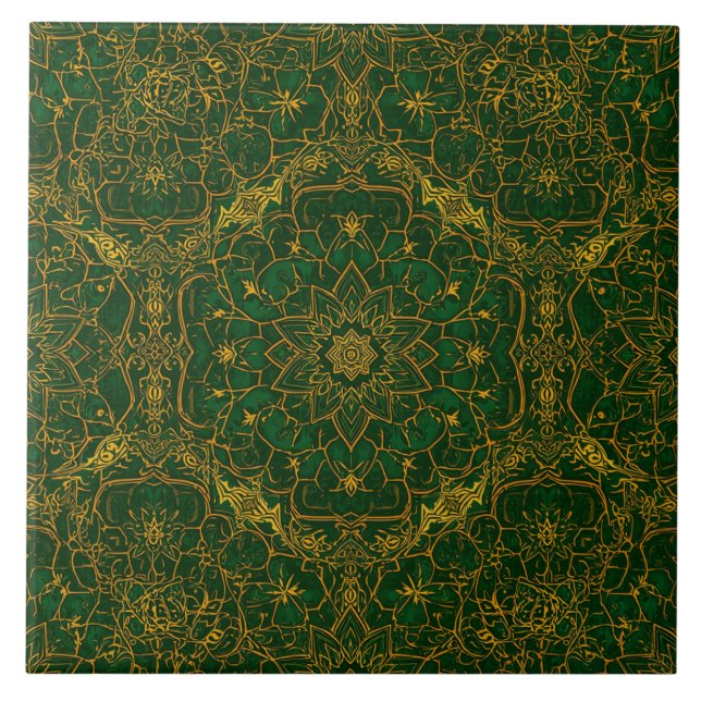 Carreau Luxury Vintage Islamic Geometric Emerald Gold  (Devant)