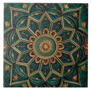 Carreau Luxury Vintage Islamic Geometric Emerald Gold 
