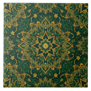Carreau Luxury Vintage Islamic Geometric Emerald Gold 