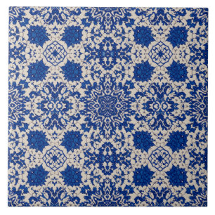 Carreau Luxury Vintage Islamic Geometric Royal Navy Blue 