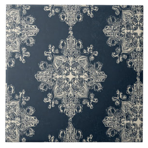 Carreau Luxury Vintage Islamic Geometric Royal Navy Blue 