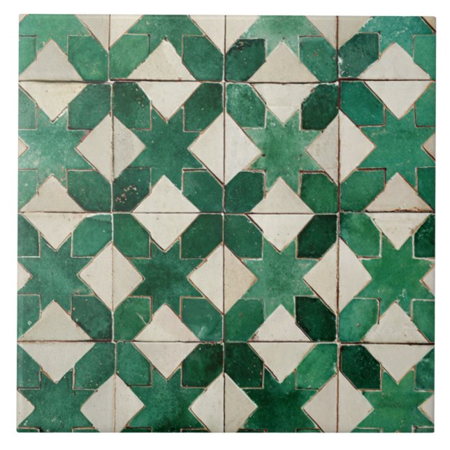 Carreau Luxury Vintage Moroccan Zellige Emerald Green (Devant)