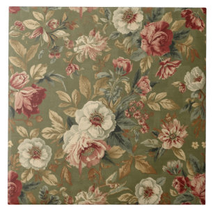 Carreau Luxury Vintage Olive Green Beige British Heritage