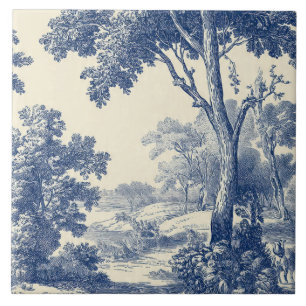 Carreau  Luxury Vintage Soft Toile de Jouy French Ink Ivor