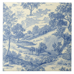 Carreau  Luxury Vintage Soft Toile Jouy French Countryside