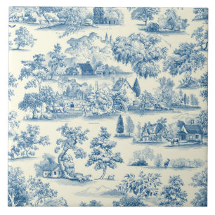 Carreau  Luxury Vintage Soft Toile Jouy French Countryside