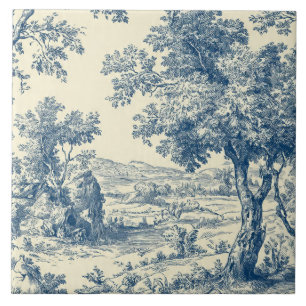 Carreau  Luxury Vintage Soft Toile Jouy French Countryside