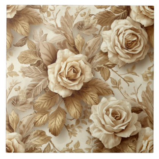Carreau Luxury Vintage Victorian Floral Rich Gold Roses