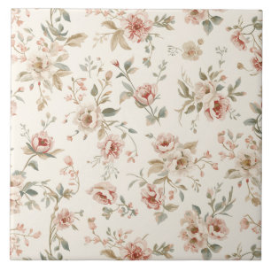Carreau Luxury Vintage Victorian Flowers Blush Cream
