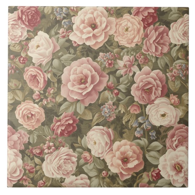 Carreau Luxury Vintage Victorian Flowers Roses (Devant)