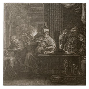 Carreau Lycaon a métamorphosé dans un loup, 1731 (la