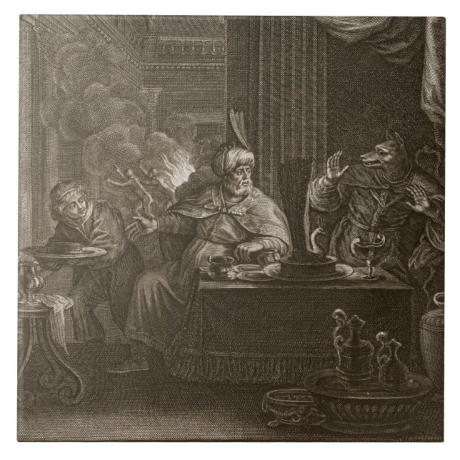 Carreau Lycaon a métamorphosé dans un loup, 1731 (la (Devant)