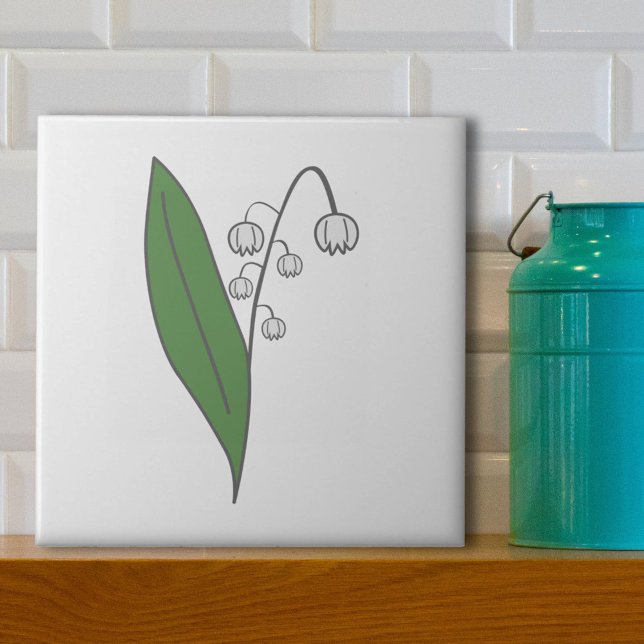 Carreau Lys botanique de la vallée Pastel Flower Blanc (Lily of the Valley White Ceramic Tile)