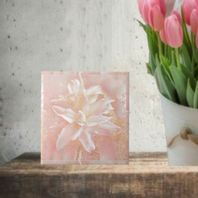 Carreau Lys En Imaginaire Rose (Decorate your home with these decorative, Pink Fantasy Lily Ceramic Tiles!)