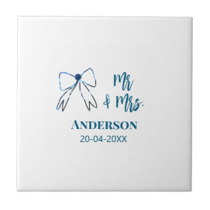 Carreau M & Mme ajoutent un nom date cadeau de mariage nœu