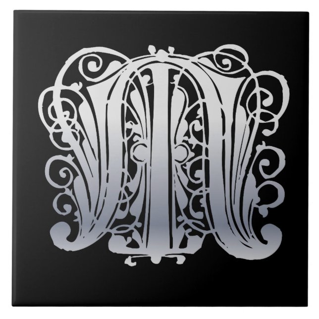 Carreau M Monogram Dentelle d'argent sur Carrelage en céra (Devant)
