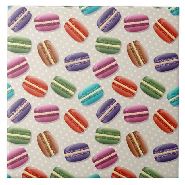 Carreau Macarons colorés mignons Motif avec Pois (Devant)