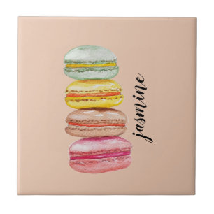 Carreau Macarons français aquarelle peints à la main