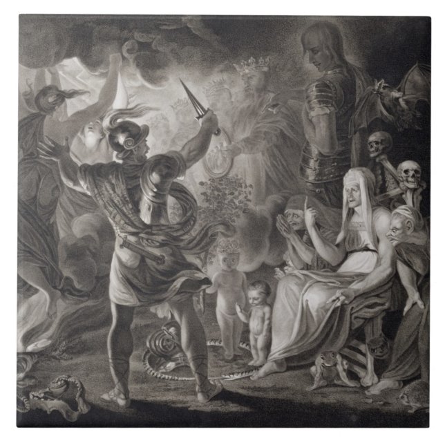 Carreau Macbeth, les trois sorcières et Hecate dans l'acte (Devant)