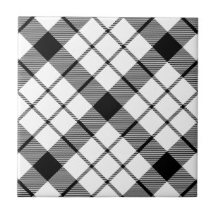 Carreau MacFarlane tartan noir blanc plaid