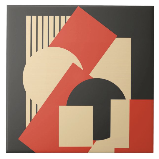 Carreau Mâche- abstraite géométrique d'art déco (Devant)