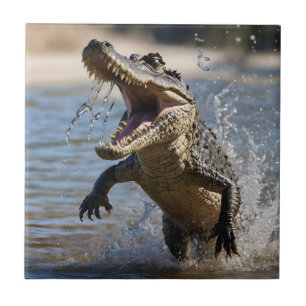 Carreau Mâchoires effrayantes : Crocodile australien sauta