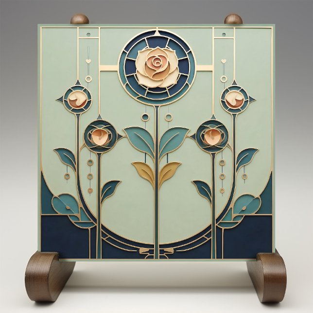 Carreau Mackintosh Art Deco Abstract Floral Wall Decor Cer (Créateur téléchargé)