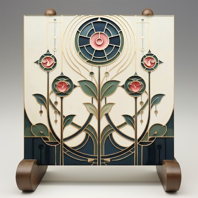 Carreau Mackintosh Art Deco Abstract Floral Wall Decor Cer (Créateur téléchargé)