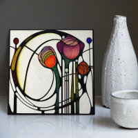 Mackintosh Art Déco Abstrait Floral Décor Cer