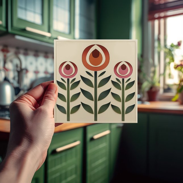 Carreau Mackintosh Art Déco Abstrait Floral Décor Cer (Créateur téléchargé)