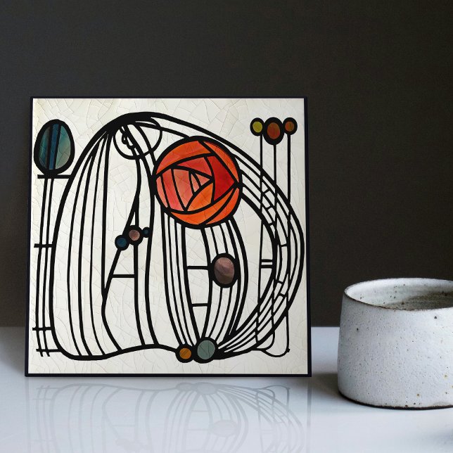 Carreau Mackintosh Art Déco Abstrait Floral Décor Cer (Créateur téléchargé)