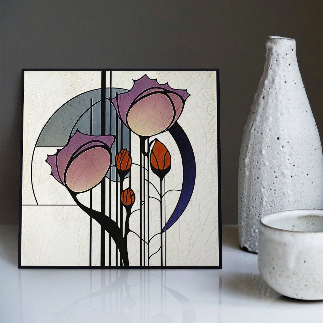 Carreau Mackintosh Art Déco Décor Abstrait Floral (Créateur téléchargé)