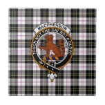 Carreau MacPherson Tartan, Clan Badge and Motto Tile<br><div class="desc">MacPherson official tartan,  clad badge and motto.</div>