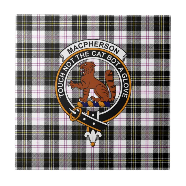 Carreau MacPherson Tartan, Emblème de Clan et devi (Devant)