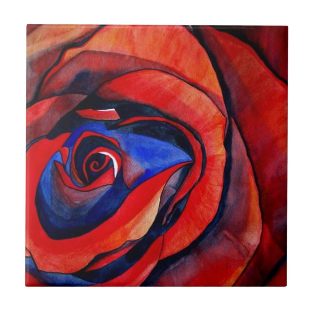 Carreau Macro rouge rose abstraite peinture d'art (Devant)