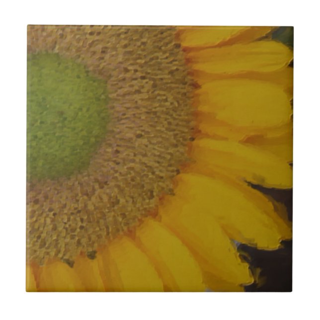 Carreau Macro Sunflower Center Floral Art Tile (Devant)