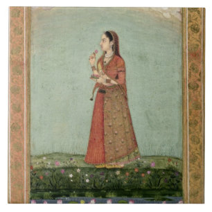 Carreau Madame tenant une cuvette de roses, du petit Clive