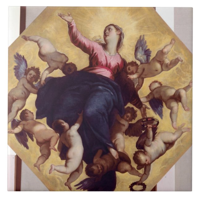 Carreau Madonna a porté par des anges (le fresque de (Devant)