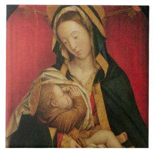 Carreau Madonna allaitant son enfant, 1520-30 (huile sur