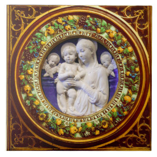 CARREAU MADONNA AVEC ENFANT, ANGELLES RENAISSANCE COURONNE
