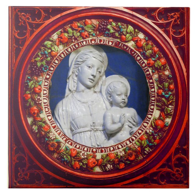 CARREAU MADONNA AVEC ENFANT, RENAISSANCE ROUGE COURONNE FL (Devant)