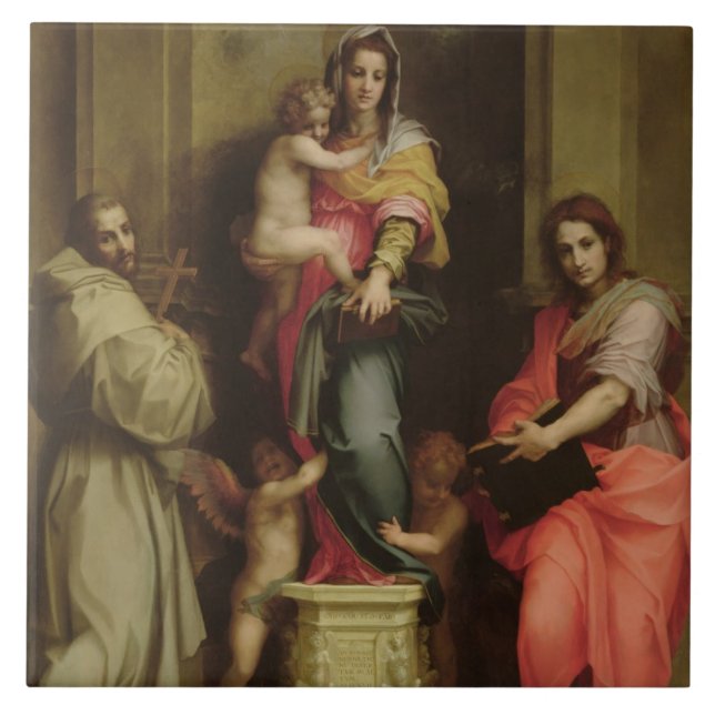 Carreau Madonna des harpies, 1517 (huile sur le panneau) (Devant)