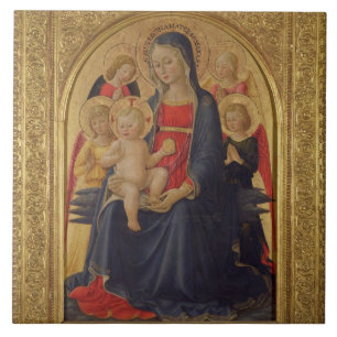 Carreau Madonna et enfant avec les anges, c.1467 (huile