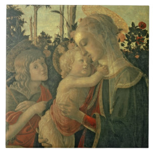 Carreau Madonna et enfant avec St John le baptiste (huile