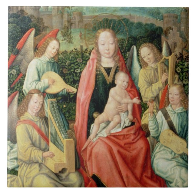 Carreau Madonna et enfant entourés par des anges (Devant)